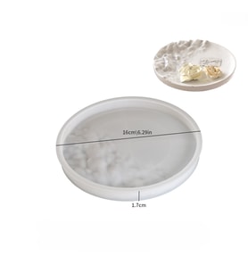 SİLİKON KALIP TAŞ TOZU İTHAL DEKORATİF KABARTMALI TABAK KALIBI EPOKSİ REÇİNE HB200-0143 (Beyaz)