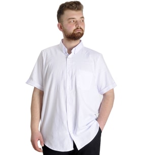 Mode XL Büyük Beden Erkek Gömlek Gabardin Kısa Kol Tek Cep 23302 Beyaz