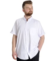 Mode XL Büyük Beden Erkek Gömlek Gabardin Kısa Kol Tek Cep 23302 Beyaz