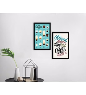 BK Home Coffee Tasarımlı Dekoratif 2'li Ahşap Siyah Çerçeveli Tablo-9