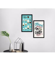 BK Home Coffee Tasarımlı Dekoratif 2'li Ahşap Siyah Çerçeveli Tablo-9