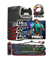 WarboX Pablo 20" Monitör i3 6100 16gb DDR4 Ram 256gb Ssd 250gb Hdd R7 240-4gb E.kartı Gaming Takım B (Siyah)