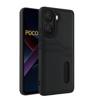 Poco X7 Pro Kılıf Sara Kartvizitli Deri Kılıf - Siyah