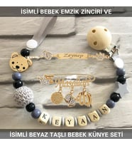 Sahi Aksesuar İsimli Bebek Emzik Zinciri ve İsimli Bebek Künye Seti BEZYI729