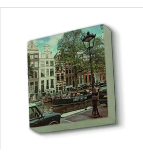 Amsterdam Görseli Baskılı Doğaltaş  Magnet(KRG-017)Buzdolabı Süsü