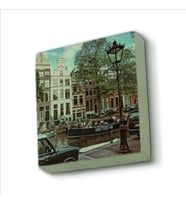 Amsterdam Görseli Baskılı Doğaltaş  Magnet(KRG-017)Buzdolabı Süsü