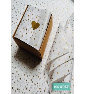 Gold Yıldız Desenli Pelur Kağıdı /Beyaz Pelur 50x70 cm 100adet-GYPBYZ100 (Renksiz)