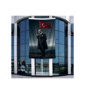 Mustafa Kemal Atatürk ve Türk Bayrağı Poster Bayrak Raşel Kumal 4x6 metre ATA61