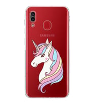 Samsung Galaxy A20  Kamera Korumalı  Kapak Unicorn Tasarımlı  Şeffaf Kılıf