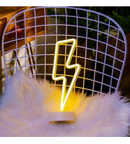 Dekoratif Şimşek Şeklinde Pilli Neon Led Lamba Süs Masa Lambası (5343)