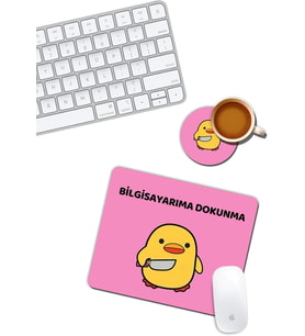 Bela Ördek Bilgisayarıma Dokunma Mouse Pad ve Bardak Altlığı Set