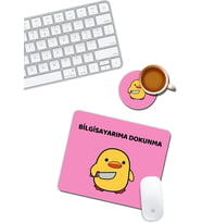 Bela Ördek Bilgisayarıma Dokunma Mouse Pad ve Bardak Altlığı Set