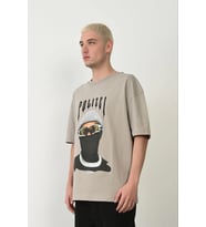 Erkek Baskılı T-Shirt Kısa Kol Bisiklet Yaka Rahat Kalıp Tişört - Boyalı Gri