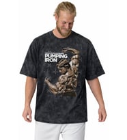Arnold Pumping Iron Fitness Bodybuilding Sporcu Baskılı Unisex Oversize Vintage Yıkamalı Tişört