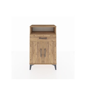 Arges Komodin 2 Raflı Tek Çekmeceli 2 Kapaklı 60x30x96 Çam-Çam