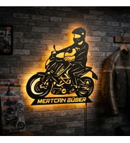 Kişiye veya Fotoğrafa Özel Led Işıklı Ahşap Hediyelik Motosiklet Tabloları, Dekor