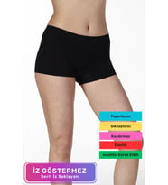 Yeni Sezon Lazer Kesim Kaymaz İz Göstermeyen Sıkılaştırıcı Toparlayıcı Kadın Düşük Bel Dikişsiz Boxe (Siyah)