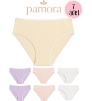 Pamora Kadın Külot Pamuklu Likralı Karışık Renk 7’li Paket İç Giyim (Ekru)