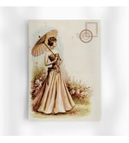 A6 (10,5x14,8 cm) 6’lı Tek Desen Şemsiyeli Vintage Zarafet Kadın Figürlü Scrapbook ve Mektup Kağıdı