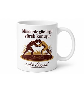 Güreşçiye Minderde Tuş Edenlere Pehlivan Gücü Ata Sporu Kupa Bardak Hediye