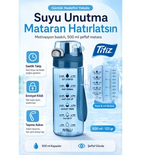 Desenli Şeffaf Plastik Su Matarası 500 ml
