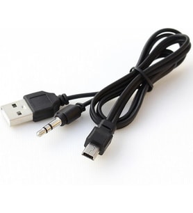 2751 Mini USB Şarj ve 3.5mm Aux Ses Birleştirici Kablo Mp3 Mp4 Radyo Hoparlör 45cm