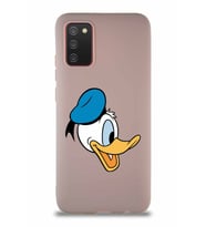 Samsung Galaxy A02S Soft Premier Kapak Donald Duck-F Tasarımlı Silikon Kılıf - Pudra (Şeffaf)