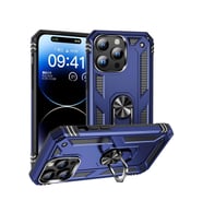 Apple iPhone 15 Pro Max Kılıf Vega Yüzüklü Standlı Zırh Kılıf (Mavi)