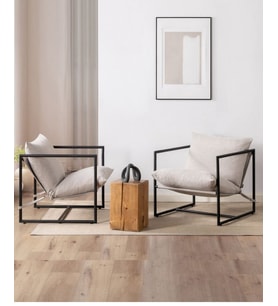 SLLER 2'li Şık Dekoratif Berjer-Metal İskelet ,Suni Deri Kaplama , Modern Tasarım (Krem)