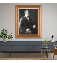 Altın Varaklı Çerçeveli Paspartulu Atatürk Tablo z4545 (Gold)