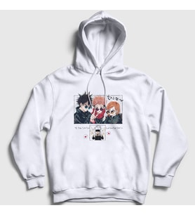 Presmono Unisex Beyaz Lost In Paradise V3 Jujutsu Kaisen Kapüşonlu Sweatshirt 352037tt