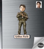 Kişiye Özel Asker Erkek Ahşap Magnet -1