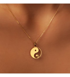 Kişiye Özel Yin Yang Tasarım Kolye 925K Gümüş (Gold)