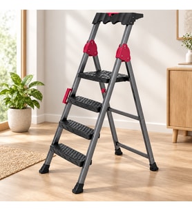 3+1 Basamaklı Metal Merdiven - 150 kg Taşıma Kapasiteli