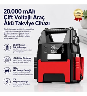 20.000 mAh Çift Voltajlı Araç Akü Takviye Cihazı