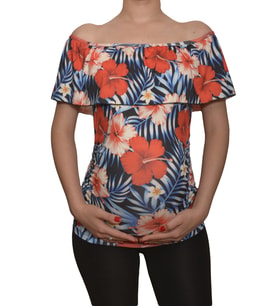 LuvmaBelly  Maternity 2512 Kayık Yaka Hamile Bluzu (Çok Renkli)