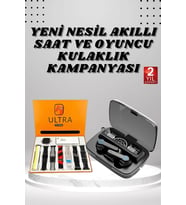Dijital Göstergeli Powerbank Kulaklık Ve 7 Kordonlu Yeni Nesil Akıllı Saat Amoled Ekran