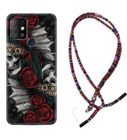 INFINIX Hot 8 9 10 11S Hot 10 Play 10T Kılıf Boyun Asklı Rasta Silikon Skull Rose 1673