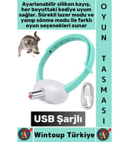 #Tasma Esnek Kafa Açılı Ayarlanabilir Silikon Kayış 2 Modlu Şarjlı Otomatik Lazer Kedi Oyun Tasması