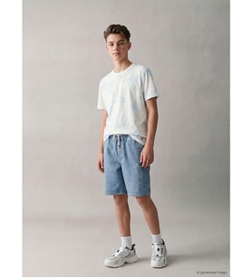 LCW Kids İndigo Beli Lastikli Erkek Çocuk Kargo Jean Şort