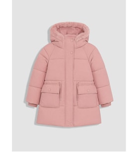 LCW Kids Pembe Kürklü Kapüşonlu Kız Çocuk Su İtici Mont
