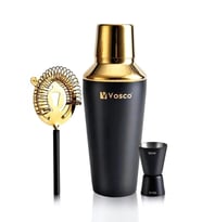 Vosco 3 Parça Paslanmaz Çelik Kokteyl Shaker Seti (Gold)