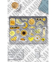 Yellow Aesthetic Temalı Sticker Etiket Seti 2 - Sarı Sticker - Laptop Notebook Telefon