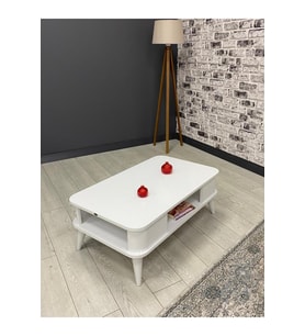 Kumsal Oval Kenar 100 60 Beyaz Orta Sehpa