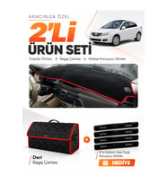 e-biz RENAULT LATITUDE (2010-2015) Uyumlu Torpido Örtüsü + Deri Çanta - Siyah-Kırmızı - RE034