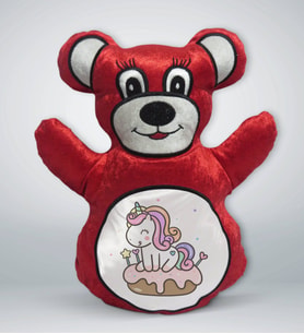 BK Gift Sevimli Unicorn Tasarımlı Kırmızı Ayıcık Yastık-1