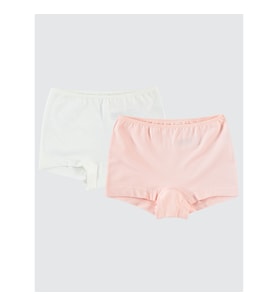 Civil Girls Kız Çocuk 2'li Boxer Set  2-10 Yaş Ekru-Somon (Gri-Somon)