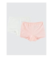 Civil Girls Kız Çocuk 2'li Boxer Set  2-10 Yaş Ekru-Somon (Gri-Somon)