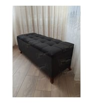 Lüks Sandıklı Kapitoneli Ayakucu Puf Bench 120 cm Ceviz Ayak (Çok Renkli)