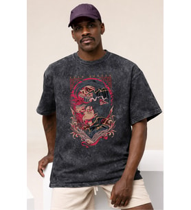 Tasarım Eren Yeager Attack On Titan Anime Baskılı Unisex Oversize Vintage Yıkamalı Tişört